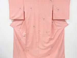 リサイクル　絞り抽象枝花模様縦節紬着物